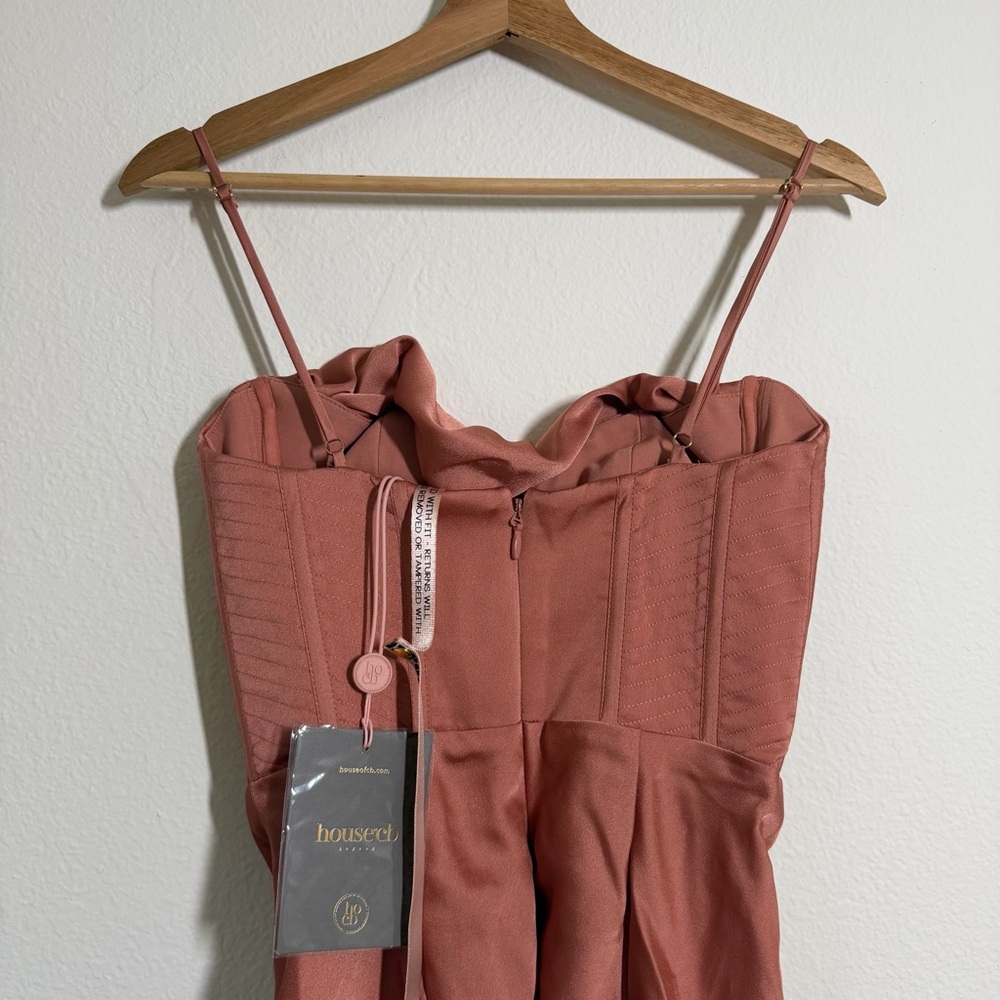 House of CB NWT Myrna Satin Midi Corset Slip Dress Dusty Pink Size Small Formal - Picture 6 of 14